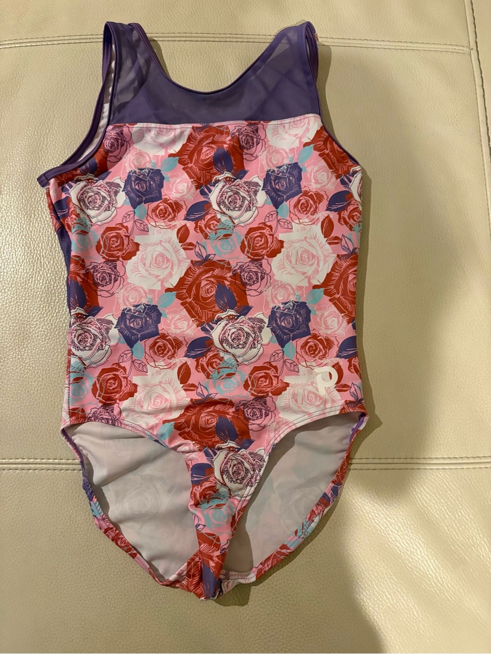 Plum -Pink Floral gymnastics leopard women S